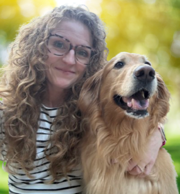 Karen Wunder, Licensed Professional Counselor, with her golden retriever